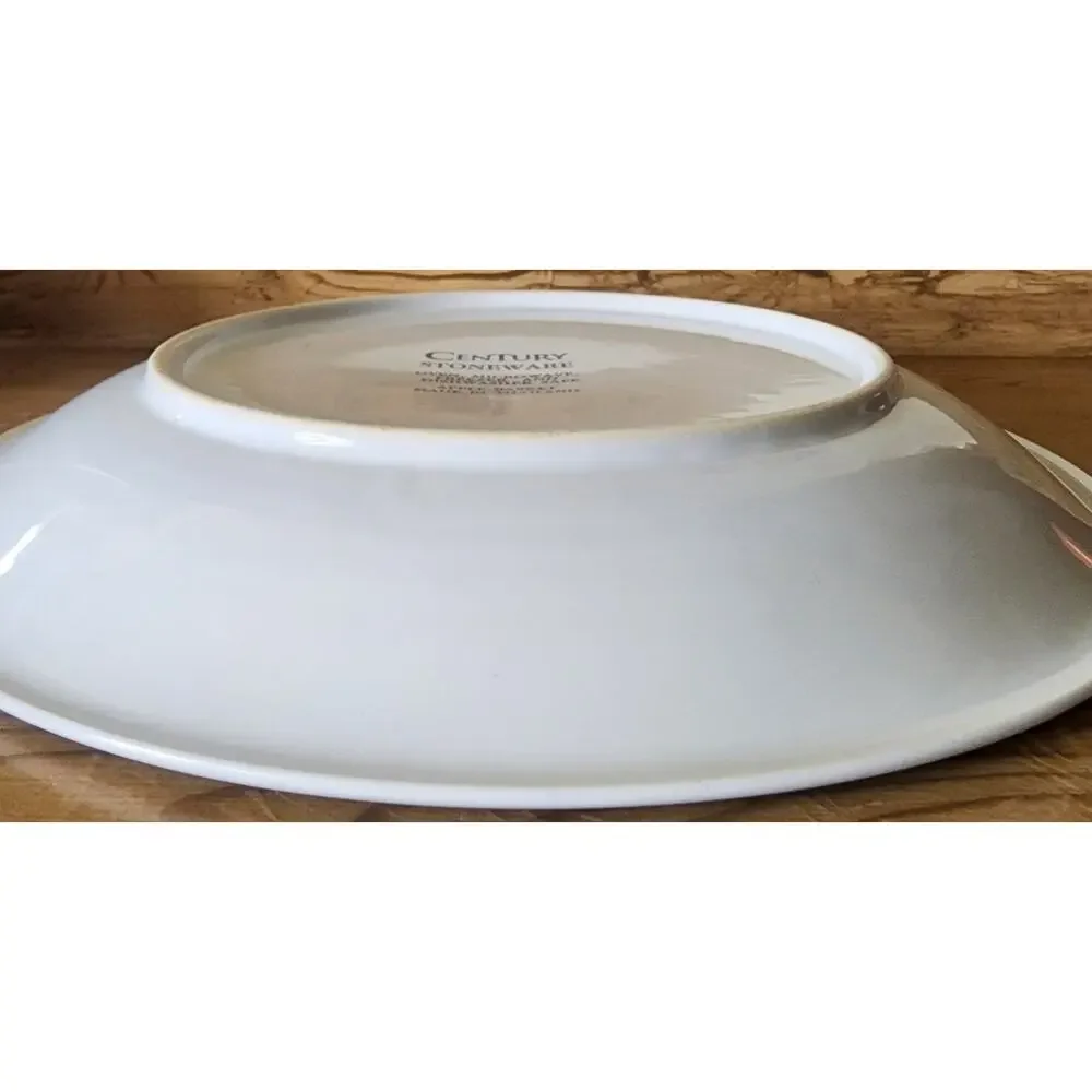 Century Stoneware Apple Basket Dinner Plate 11 Inches Picnic White Blue Red
